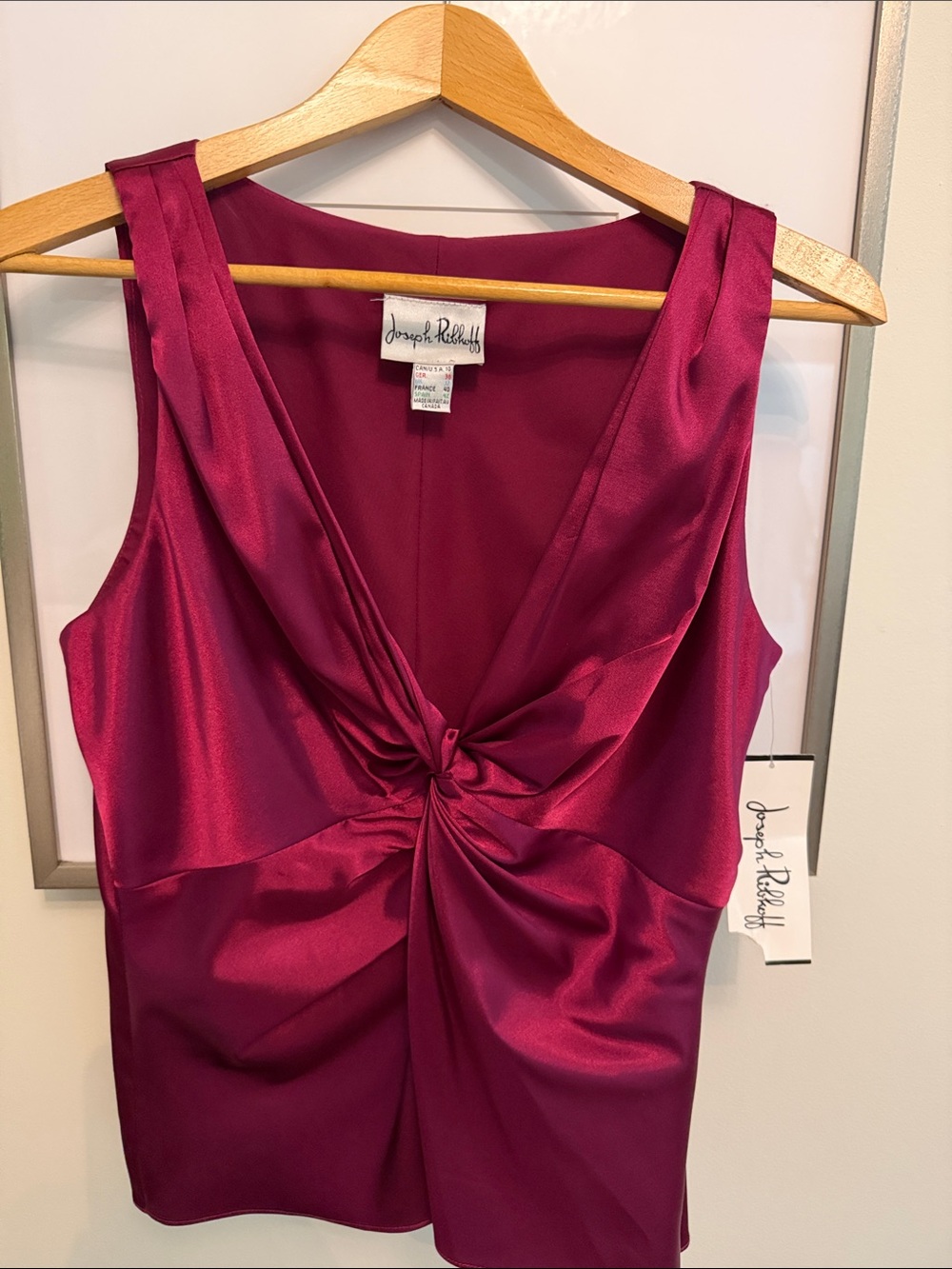 Joseph Ribkoff Twist-Front Satin Tank Top - Plum